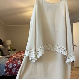 Elegant Cream Lace Trim dress